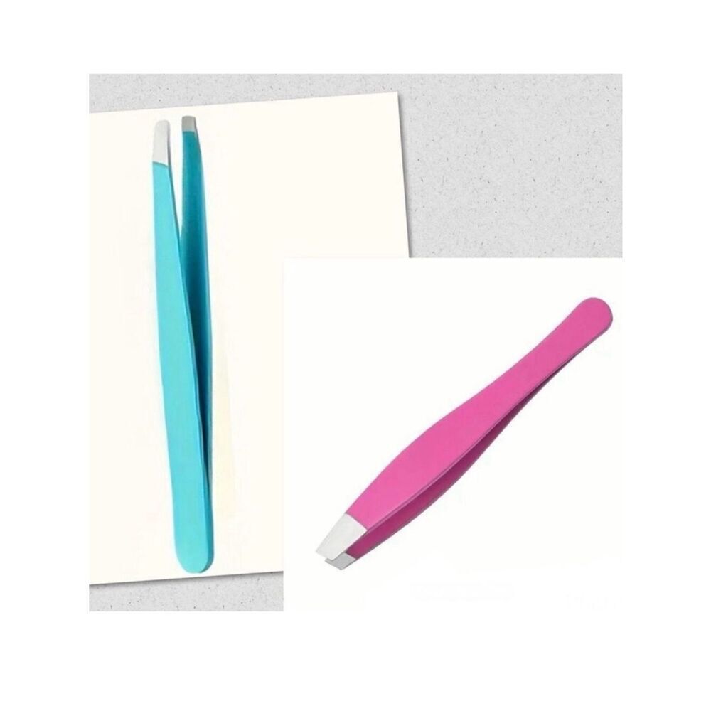 2 Pack of Precise Tweezers Pink & Blue in 2 Different Sizes Regular & Travel